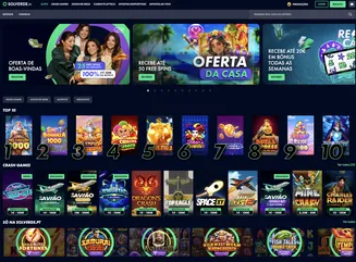 Página principal da Solverde – Casino online e ofertas promocionais. Página inicial do site Solverde com ofertas de boas-vindas, jogos de slots populares, jogos exclusivos e jogos crash.